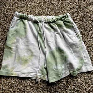 Green tie dye shorts,